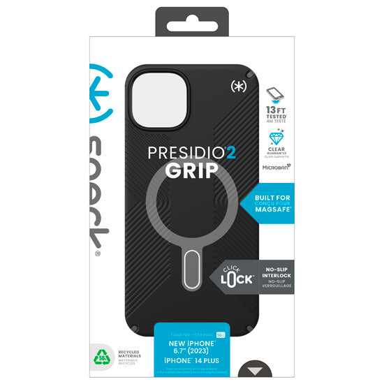 Presidio2 Grip Click-Lock iPhone 15 Plus/14 Plus Black/Grey