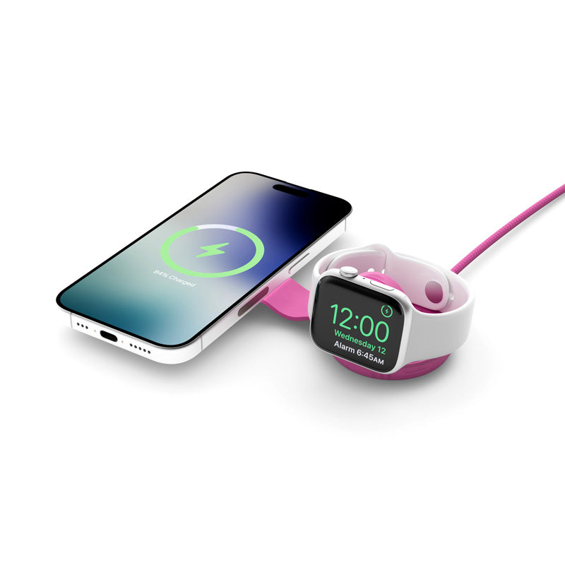 Butterfly SE 2-in-1 Qi2 MagSafe Charger Translucend Fuchsia