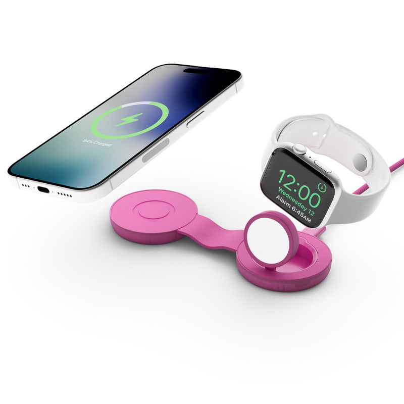 Butterfly SE 2-in-1 Qi2 MagSafe Charger Translucend Fuchsia