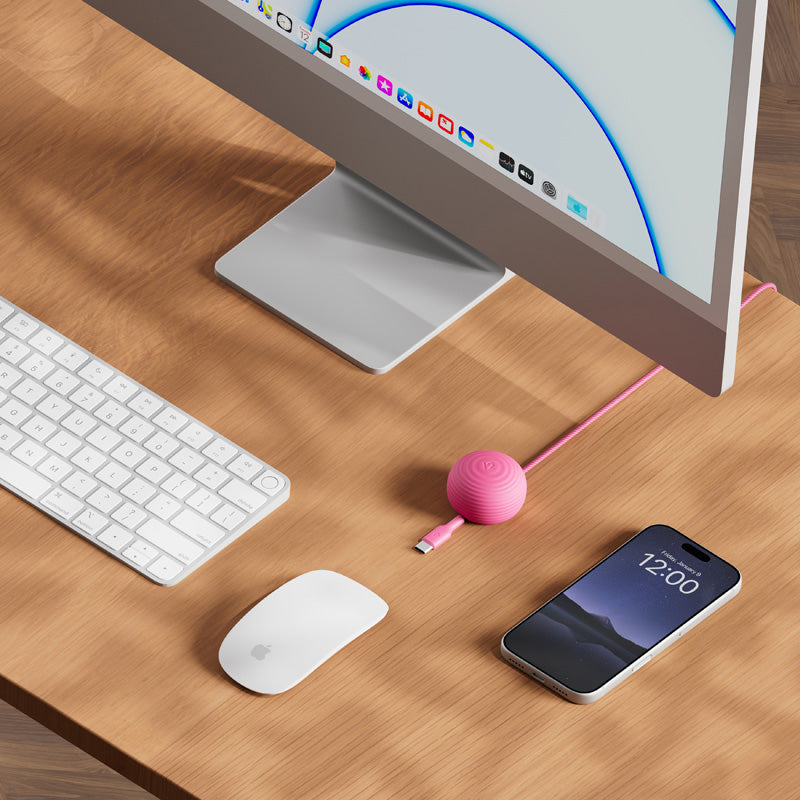 CableStay USB-C Cable (1.5 m) with Weighted Base Fuchsia