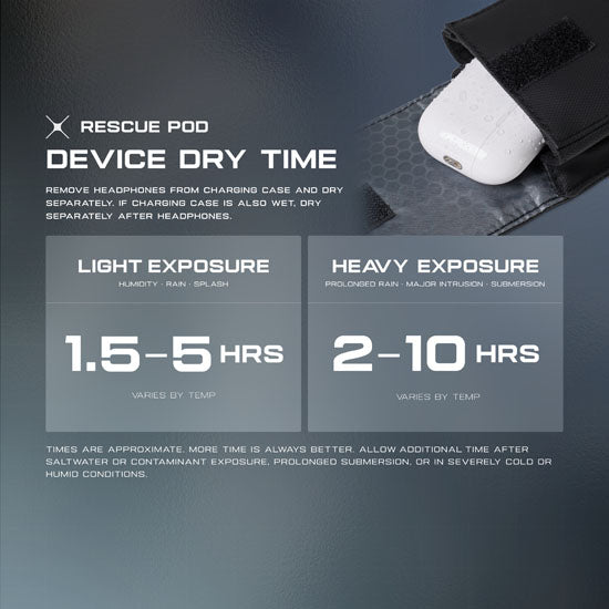 Rescue Pod for Wireless Earbuds - DRYOUT® Active Moisture-Removal Technology™