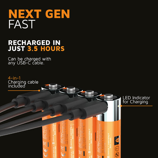 NextGen AA Batteries USB-C Rechargeable  4 Pack