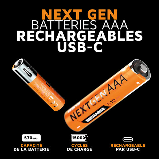 NextGen AAA Batteries USB-C Rechargeable  4 Pack