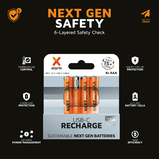 NextGen AAA Batteries USB-C Rechargeable  4 Pack