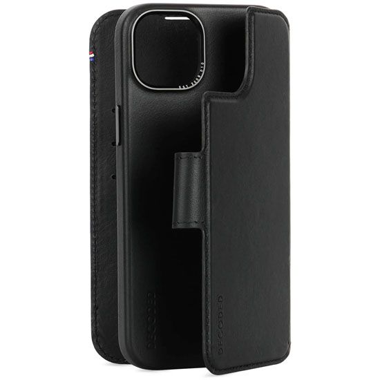 MagSafe Leather Detachable Folio iPhone 15 Plus Black - Decoded