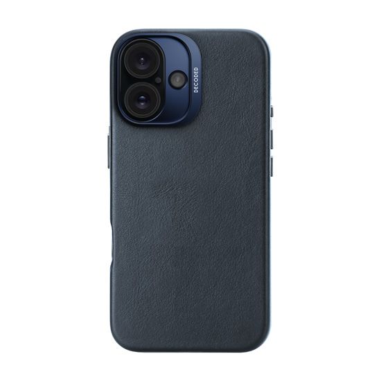 Leather case iPhone 16 Navy - Decoded