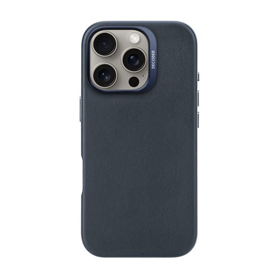 Leather case iPhone 16 Pro Navy - Decoded