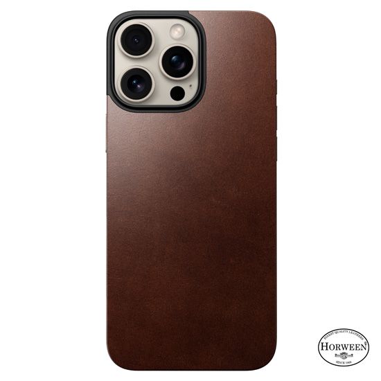 Magnetic Leather Back case iPhone 16 Pro Max Brown - Nomad