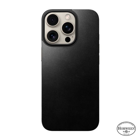 Magnetic Leather Back case iPhone 16 Pro Black - Nomad