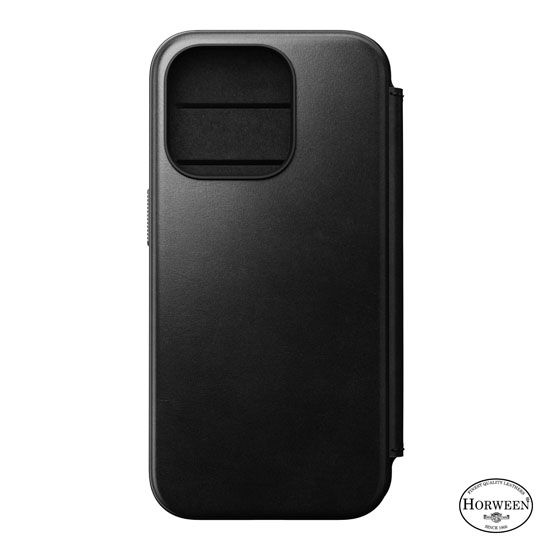 Leather Folio Modern Horween iPhone 15 Pro Black - Nomad