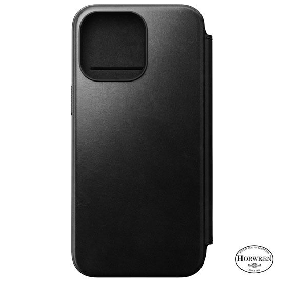 Leather Folio Modern Horween iPhone 15 Pro Max Black - Nomad