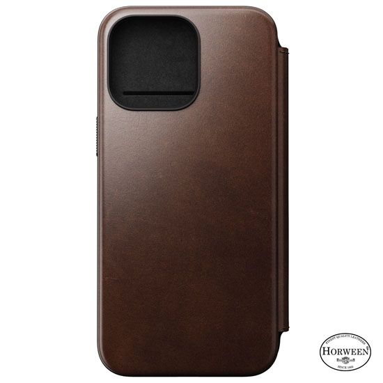 Leather Folio Modern Horween iPhone 15 Pro Max Brown - Nomad