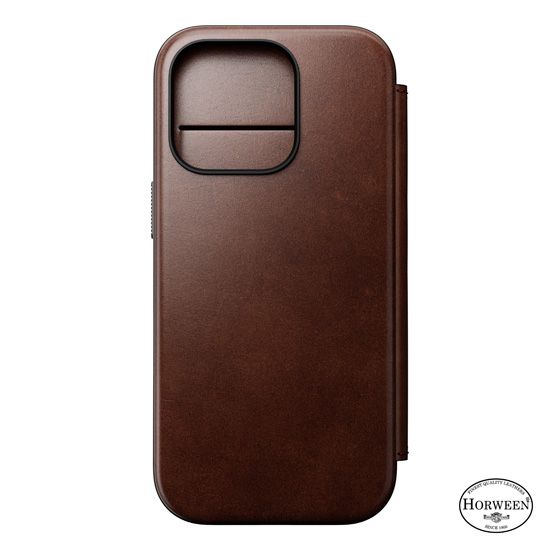 Leather Folio Modern Horween iPhone 16 Pro Brown - Nomad