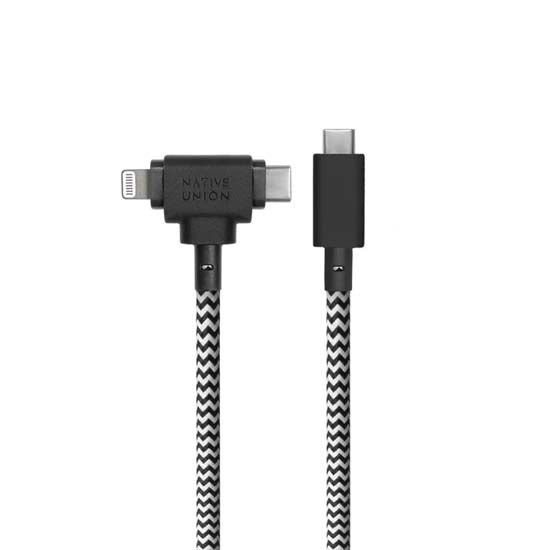 ECO Belt Universal USB-C to USB-C/Lightning cable (1.8m) Zebra - Native Union