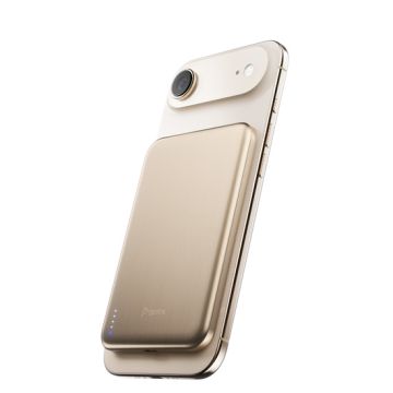 SolidSafe&trade; Air Titanium 5000mAh Qi2 Wireless Magnetic Power Bank Gold