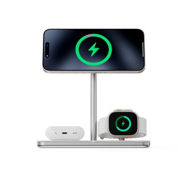 3-in-1 Qi2 Wireless Charging Stand White