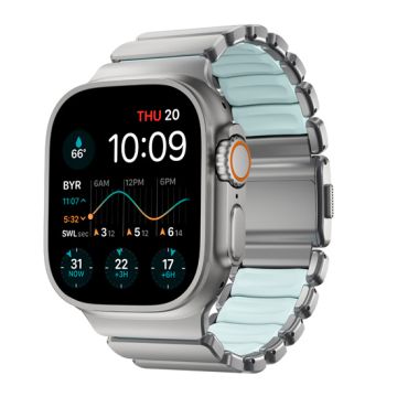 Stratos Band 49mm Natural Titanium/Icy Blue Glow KFM