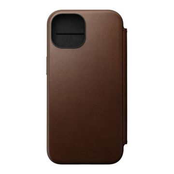Modern Leather Folio iPhone 15 Brown