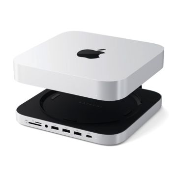 Stand & Hub For Mac Mini / Studio With NVMe SSD Enclosure Silver