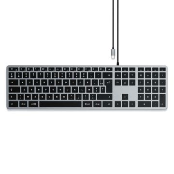 Slim W3 Wired USB-C AZERTY Keyboard - Space Grey